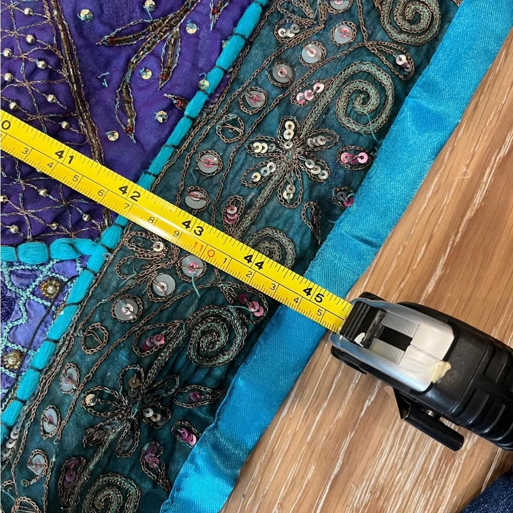 Handcrafted Blue & Teal Patchwork Tapestry Wall Hanging